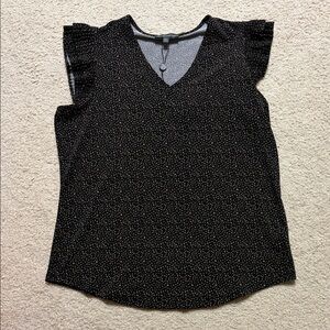 Adrianna Papell v neck Blouse no sleeve ruffle NWT